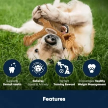 Brinquedo Interativo Osso Mordedor Cachorro Sabor Bacon Maciço E Resistente De Fibra De Trigo - Caramelo - Visão 4