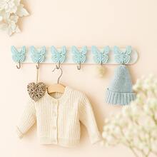 Coat Rack For Home, Office, School, Wall Coat Rack With 6 High Quality Hooks, Multipurpose Coat Rack Holds Up To 5 Kilos, Hanging Bags And Clothes, Coat Rack With Bright Colors And Resistant. - Blue - View 5
