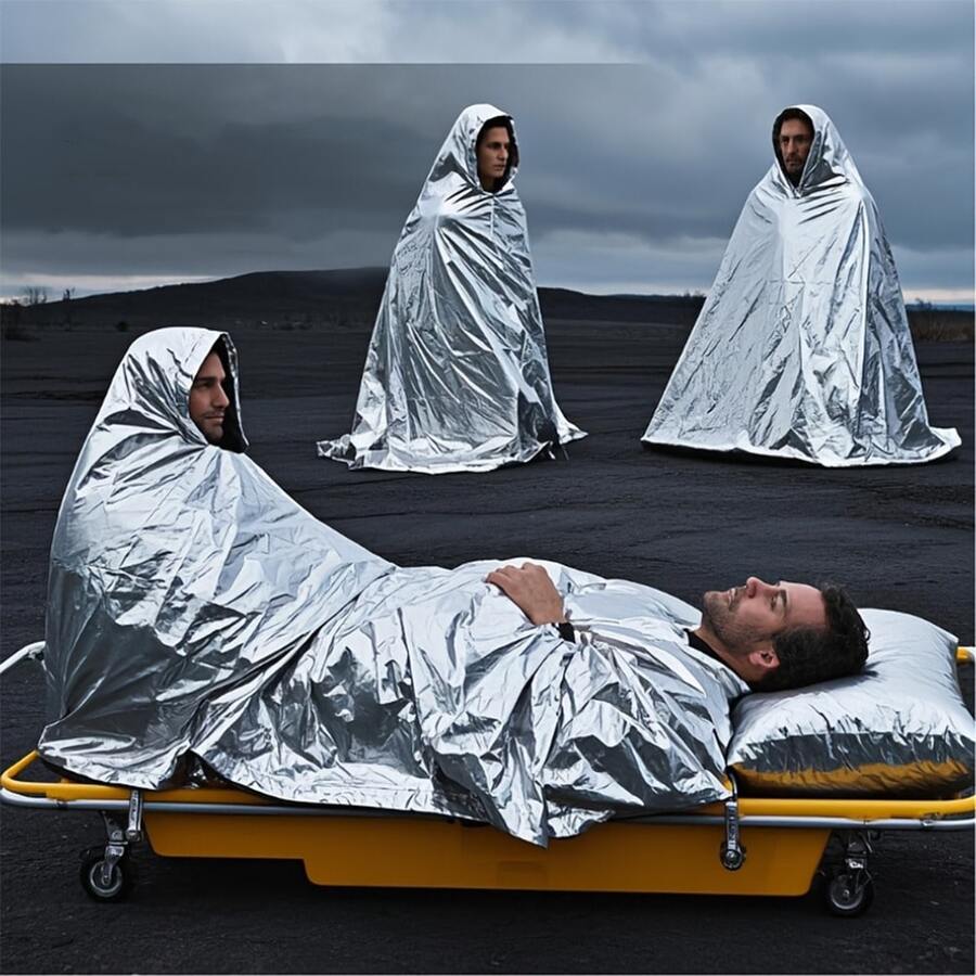 2/4/6 piezas Mantas térmicas de emergencia extra grandes, a prueba de viento, impermeables, resistentes al frío, de 210*130cm - Hechas de lámina de aluminio ligera con capa de aislamiento gruesa, adecuadas para supervivencia en clima frío extremo, portátiles y convenientes, ideales para camping al aire libre, senderismo, trekking, viajes familiares y refugio en clima frío.