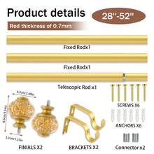 1pc Gold-Color Tin Foil Style Curtain Rod, Iron Rod, Durable, Waterproof, Rust-Proof, Elegant High-End, Suitable For Living Room, Kitchen, Bathroom, Great Gift For Valentine's Day, Ramadan, Spring/Summer - Gold - View 10