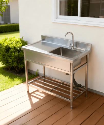 流し台 屋外 ステンレス 水栓付 蛇口付き シンク アウトドア 幅広 水栓付き キッチン 屋外用 ステンレス流し台 ステンレスキッチン キャンプ バーベキュー ガーデンシンク 屋外シンク 屋外流し台 アルミ流し台 簡易流し台 洗い場