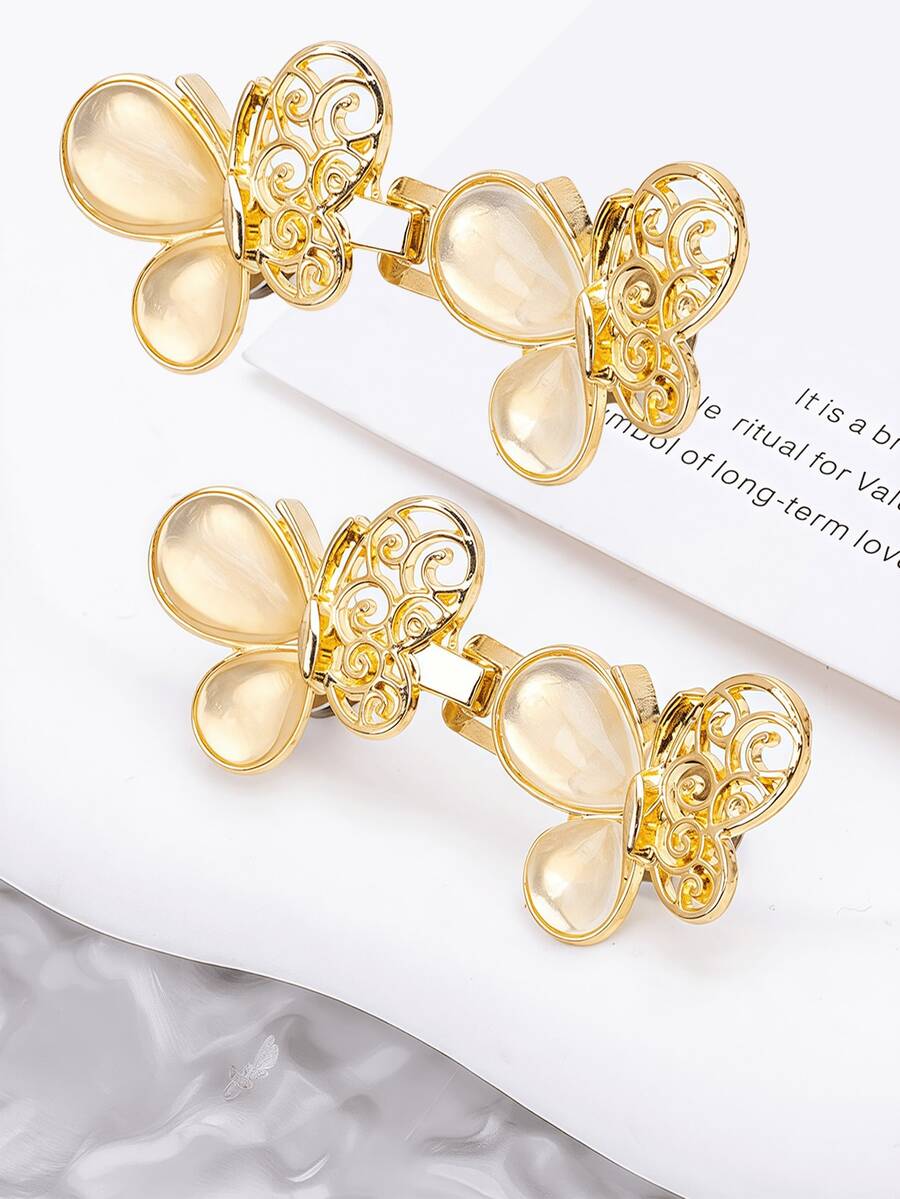 4 buc cleme decorative reglabile pentru talie, din metal, cu fluture auriu/stras, pentru femei, potrivite pentru pantaloni/fuste, uz zilnic casual, cadou excelent pentru prietene