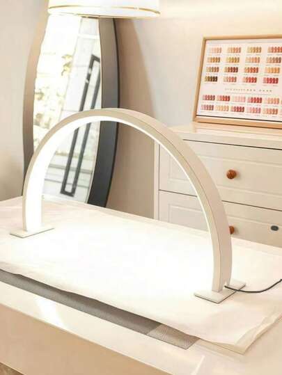 Small Half-Moon Countertop LED Manicure Lamp With Push Button Switch, USB Powered, 3-Color Adjustable Lighting, For Personal Use On Manicure, Vanity, Crafts, Study Table, Nightstand, Graduation Birthday Holiday, Good Gift, Available In Pink/White/Black