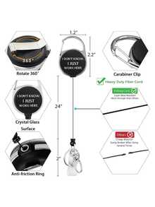 带可伸缩卷轴的证件夹，印有有趣的ID姓名标签 - 工作证件夹，重型竖式卡片保护套，适用于办公室护士、医学生、教师、男女，适合在工作场所、教育机构和医疗机构日常使用，为服装增添迷人的专业气息，是展示身份证件的完美之选。 - 彩色 - 查看 9