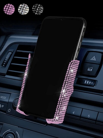Bling Car Phone Holder, 360 Degrees Adjustable Crystal Auto Mount Holder For Dashboard,Windshield And Air Vent.
