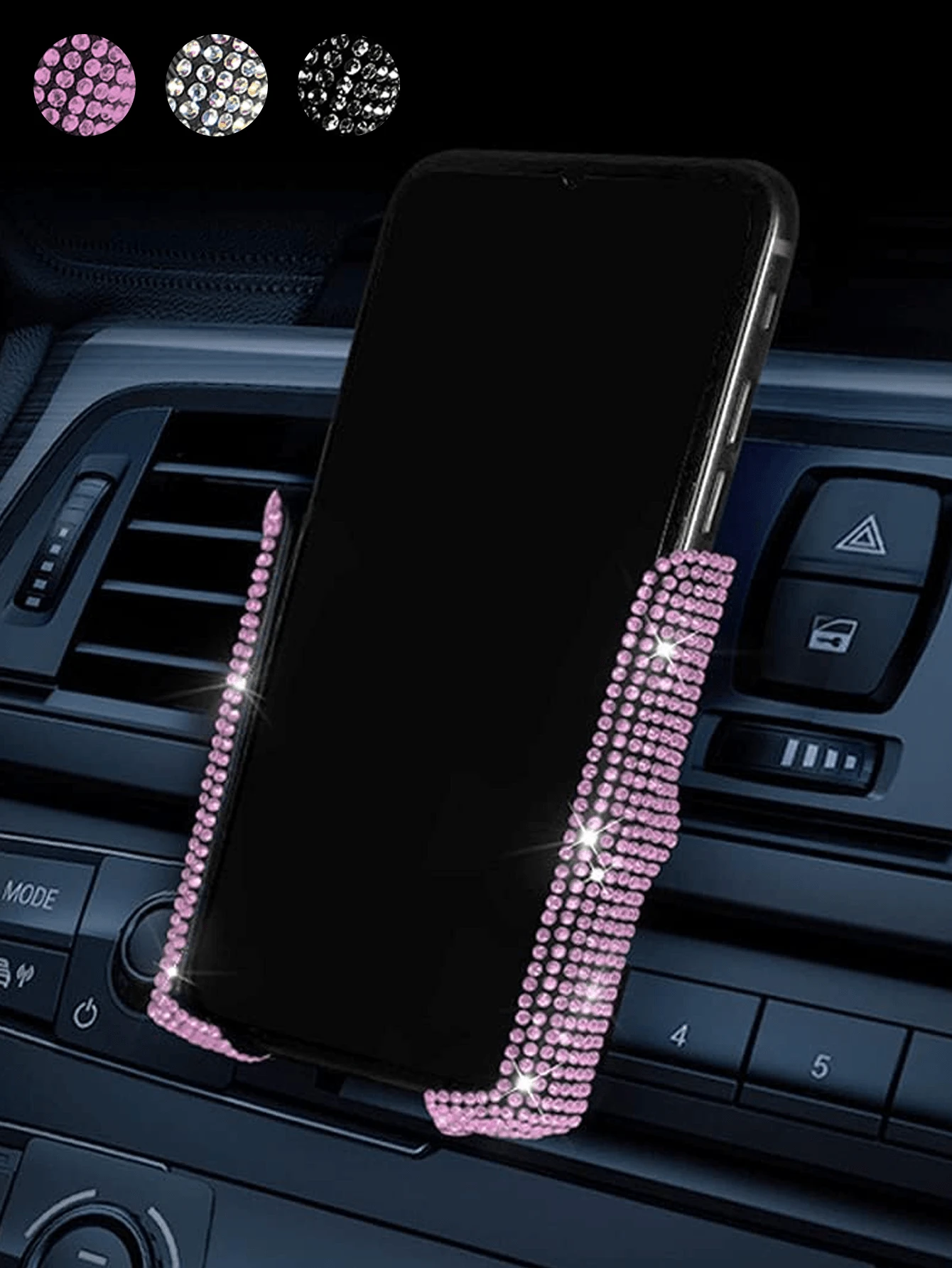 Bling Car Phone Holder, 360 Degrees Adjustable Crystal Auto Mount Holder For Dashboard,Windshield And Air Vent. - Multicolor - View 1