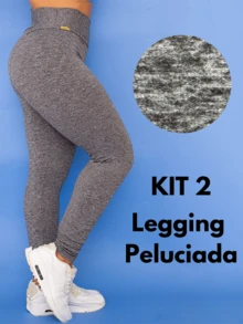 Kit 2 Pants Thermal Leggings Plush Winter Leg Felpuda Flannel Tarelles - Grey - View 7