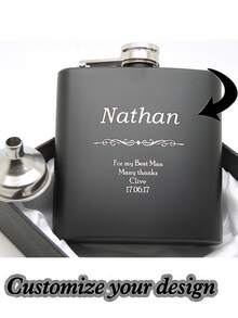 Personalizowana przenośna piersiówka, Personalizowana piersiówka, Personalizowana piersiówka z grawerowanym imieniem i datą dla mężczyzn, Personalizowana piersiówka ze stali nierdzewnej z grawerunkiem, Personalizowana piersiówka na alkohol na prezent urodzinowy, Piersiówka dla drużbów, Nadaje się na przyjęcia urodzinowe, wesela, Walentynki, rocznice, Dzień Ojca - Wielokolorowe - Zobacz 9