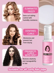 Jeffany 100ml Repair, Hydrate, And Style In One Easy Step Curl Cream For Natural Curly Textures - No Crunch, No Cast, Non-Sticky - Pink - View 6