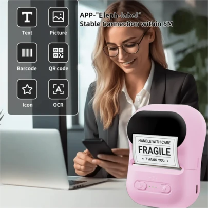 1 Máy in nhãn nhiệt không dây di động, Máy in mã vạch nhiệt, Kết nối không dây, Nhỏ gọn và nhẹ, In đơn sắc, Thích hợp để đi du lịch và sử dụng với máy tính bảng, Quà tặng Giáng sinh và năm mới, Sử dụng cho gia đình, văn phòng, học tập, Có sạc USB, Thiết kế nhỏ gọn, Di động, Hỗ trợ iOS và Android, Bao gồm 1 cuộn giấy nhãn 40*30