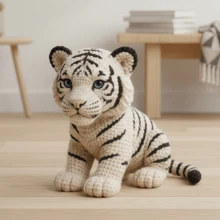 1 Pcs Set Cute Cartoon Tiger Knitting Kit For Adult Beginners (4 Colors Available) Cute Animal Tiger Hand-Knitting Kit Includes Crochet Supplies And Step-By-Step Video Tutorial DIY Handcrafted Knitting Kit Valentine's Day/Halloween/Christmas/Mother's Day/Thanksgiving Gift Ideal Present For Home Decor Dual-Purpose Holiday Gifting, Home Decor. - 白老虎 - 查看 6