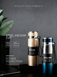 Botella de agua de boca ancha con aislamiento al vacío de acero inoxidable de estilo minimalista, diseño de unicolor antideslizante, muy práctica. Diseño de boca ancha para un llenado y limpieza fáciles, material de acero inoxidable y confiable, gran capacidad que satisface las necesidades diarias de bebida y compartir. Adecuada para conducción a larga distancia, oficina diaria, bebida al aire libre, ir a la escuela, picnics, campamentos y escenarios de uso familiar. - Multicolor - Ver 4