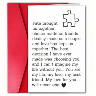 Tarjeta de felicitación de amor verdadero para novio o novia - Perfecta para cumpleaños, compromisos, bodas y notas de agradecimiento - Incluye sobre