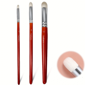 ชุดแปรงดราย 3 ชิ้น แปรงทาสีดรายบรัชงานอดิเรก, ชุดแปรงทาสีรายละเอียด, แปรงทาสีอะคริลิกสำหรับงานศิลปะระดับมืออาชีพและขั้นสูง สำหรับเกม Tabletop&Wargames ภาพสีน้ำมันขนาดเล็ก, โมเดล (สีแดง)