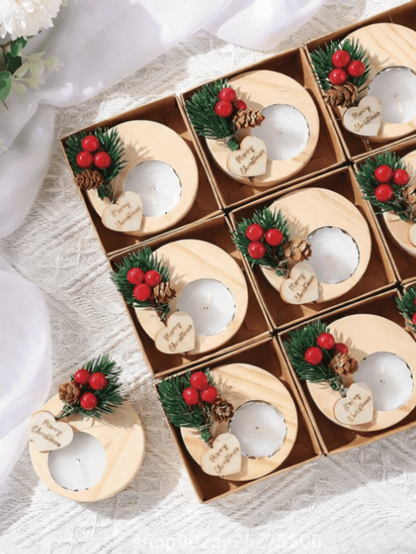 1 Set Christmas Candle Gift Box | Suitable For Family Gatherings, Parties, Couples Dates, Holidays And Birthday Celebrations, Christmas Decorations, Banquet Table Home Decor, Holiday Decorative Ornaments - Multicolor - View 1