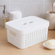 RVS E-COMMERCE Set Of 5 Organizer Boxes With Lid Large Basket In Resistant Plastic 2 L 4.5 L 17 L - White - View 6