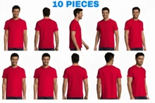 THEGEWA PACK OF 10 T-SHIRTS, ASSORTED COLORS: BLACK, WHITE, AND MORE COLORS, LIGHT AND COOL. Plain, Regular, Asymmetrical, Spring Festival, MULTICOLOR - Red - View 18