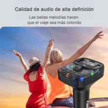 Transmisor FM para coche, reproductor MP3, cargador adaptador para encendedor de cigarrillos, carga rápida dual USB, adaptador de audio para coche, pantalla LCD con puertos TF/AUX, diseño plug-and-play. - Negro - Ver 3