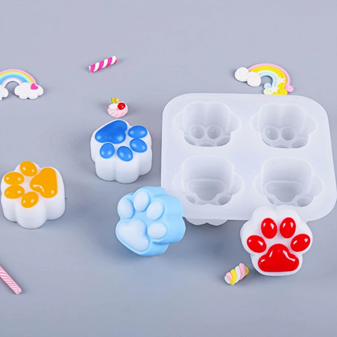 1pc Square Silicone Mold For DIY Jewelry Making, Cat Paw Shaped