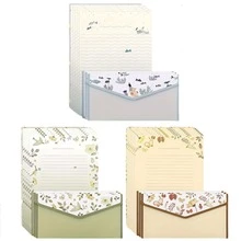 27件套信封信纸套装，3种款式：可爱复古花卉和字母图案，18张信纸，9个信封，适用于情书、邀请函、毕业典礼、贺卡等。 - 彩色 - 查看 12