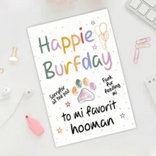 1pc Funny Birthday Card From Dog Cat,Happy Birthday To My Favourite Human Cards