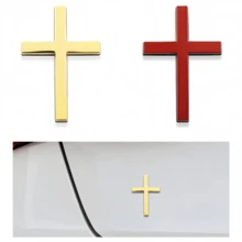 2.5" X 1.8" Metal Jesus Christ Cross Emblem Sticker, 3D Alloy Cross Decal Sticker For Car Body Rear, Self-Adhesive Anti-Scratch Cross Logo Sticker - one-size - View 10