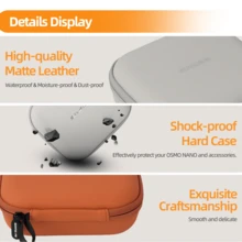 适用于 Osmo Nano 的 1 个便携收纳包，采用便携式 PU 皮革和 EVA 材料，橙色、黑色和灰色可选，中号，适合旅行摄影、Vlog 和户外探险，收纳 Osmo Nano 配件，方便携带，提供全面保护，小巧轻便。