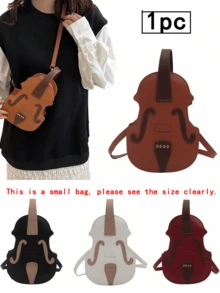 Bolsa transversal de ombro, peça única, nicho da moda, bolsa em formato especial de violino de poliuretano, adequada para uso casual feminino na rua