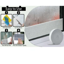 2 Packs Felt Pads, Absorbent Adhesive Tape, Anti-Absorption Sticker Strips For Window Sills, Glass Windows, Moisture Absorbing Strips, Grey, 3 X 400CM - Grey - View 3