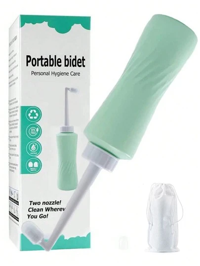 1pc Portable Travel Bidet Bottle, Leak-Proof Perineal Cleansing Spray Bottle, Portable Feminine Hygiene Cleaner, Large Capacity Handheld Travel Bidet, 500ml, Random Style Carrying Pouch
