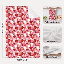 2条装简约日常爱心图案厨房毛巾，柔软涤纶材质，适用于厨房装饰、厨房清洁、节日派对装饰、厨房和浴室用品、家居装饰、乔迁礼物 - 彩色 - 查看 5