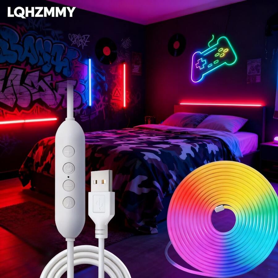 LQHZMYY RGB Music LED Smart Lamp, Party Neon Light That Flashes With Music, 4 Music Modes Suitable For Various Occasions, Party, Gathering, First Choice Atmosphere Light, Applicable For Multiple Scenarios