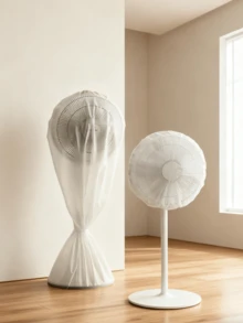 1 Stück Elektrischer Ventilator Staubschutz - Anti-Quetsch Mesh Schutzabdeckung, wiederverwendbare Aufbewahrungstasche für Haushaltsgeräte für Zuhause/Büro/Wohnheim/Reisen, Herbst-Winter Staubschutz Aufbewahrungslösung