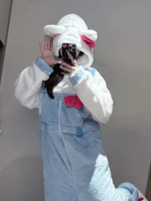 Bata de mujer con diseño lindo de gato de peluche, pijama con lazo azul y blanco de gato, bata de baño suave de peluche con diseño de dibujos animados, bata con capucha de manga larga forrada térmicamente para mujer con detalles de lazo rosa, ropa de dormir cálida para primavera/invierno con bolsillos, ropa de dormir linda, ropa de estar en casa cómoda, diseño juguetón, textura suave, ropa de casa de invierno de mujer de manga larga con talla grande, artículos esenciales de invierno, perfecta para Año Nuevo - Multicolor - Ver 6