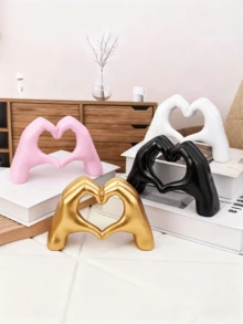 1 món đồ trang trí hình trái tim bằng tay, tượng ngón tay nghệ thuật hiện đại, đồ trang trí nhà cửa hình ngón tay cá nhân hóa, đồ trang trí bàn tiệc cưới sáng tạo, quà tặng ngày Valentine và năm mới. - Hồng - Xem 4