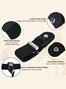 Bộ 2 dây thắt lưng co giãn vô hình cho quần jean không có khóa dành cho nam và nữ vào mùa thu, mùa đông, Halloween - Nhiều màu - Xem 2