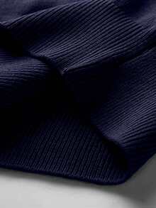 Men's Basic Solid Color V-Neck Sleeveless Sweater Vest, Warm Layering Piece For Autumn/Winter - Navy Blue - View 4