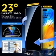 Bộ 4 miếng dán màn hình cường lực chống nhìn trộm, tương thích với iPhone 17 16 15 14 13 12 11 Pro Max, chống nhìn trộm, tự động loại bỏ bụi, không bọt khí, độ trong suốt HD, dễ dàng lắp đặt chỉ với một cú nhấp chuột. Quà tặng sinh nhật, gia đình, bạn bè. Chống nhìn trộm, miếng dán màn hình điện thoại, phụ kiện điện thoại chống nước, chống sốc, chống rơi, chống trầy xước, chống bám vân tay, bảo vệ màn hình toàn diện, thích hợp sử dụng hàng ngày, văn phòng, nhà. Miếng dán màn hình chống nhìn trộm cho văn phòng và nhà. - màu đen - Xem 5