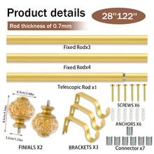 1pc Gold-Color Tin Foil Style Curtain Rod, Iron Rod, Durable, Waterproof, Rust-Proof, Elegant High-End, Suitable For Living Room, Kitchen, Bathroom, Great Gift For Valentine's Day, Ramadan, Spring/Summer - Gold - View 8