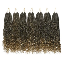 1/7 paquetes de trenzas de diosa de 10-24 pulgadas con extremos rizados, trenzas de crochet sintéticas de 3X - Multicolor - Ver 17