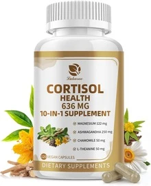 MULITTEA 10-In-1 Cortisol Support Supplements With Magnesium, Ashwagandha & Chamomile – L-Theanine, Phosphatidylserine, Astragalus, Vitamin C/D3 For Women & Men, 120 Vegan Capsules (2 Month Supply), Non-GMO - 120 Count (Pack of 1) - 查看 1