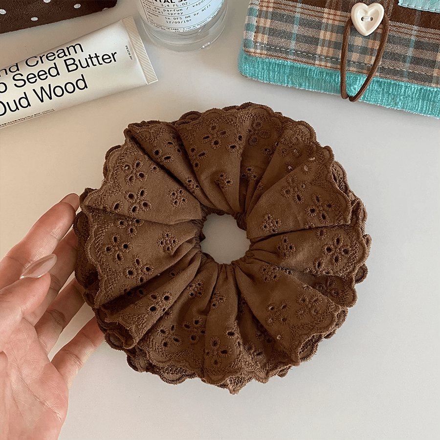 1pc Elegant Lace Multilayer Hollow Floral Hair Scrunchie, Delicate Design, Versatile For Daily Use ,Hair Ties ,Scrunchy Hair Ties