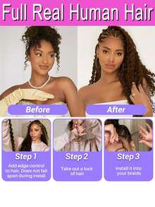 28 Inch Curly Boho Hair For Braiding Knotless 12A Deep Wave Bulk Bohemian 1 Bundles/Pack Dark Brown Color 100% Human Hair 50g/Bundle Human Boho Braiding Hair Color 4 Deep Wave Bulk Boho Hair For Braiding Curly Bundles Human Hair For Boho Braids Wet And Wavy Braiding Hair Extension No Weft Brown - S4 - 查看 3