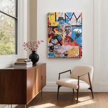 Framed 1pc Jean-Michel Basquiat Abstract Graffiti Art Poster - Vibrant Colorful Canvas Wall Art, Square Frame With Hook Mount, Perfect For Living Room, Bedroom, Office, Studio, And Gallery Decoration, Wall Art Decor - Đóng khung - Xem 5