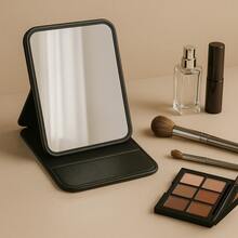 Portable Pocket Makeup Mirror, Multipurpose, Foldable, With PU Leather - 黑色 - 查看 5