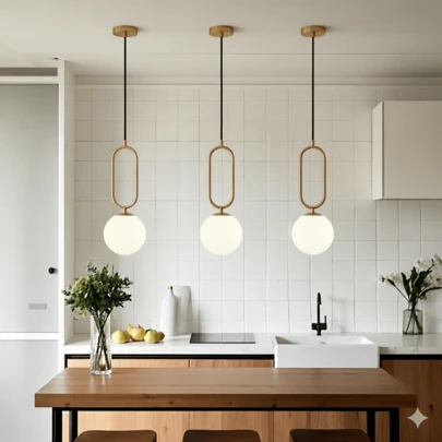 1 Đèn thả trần hình bầu dục màu vàng phong cách Bắc Âu tối giản hiện đại - Đèn treo đầu đơn, Trang trí nhà thời trang cho phòng ngủ, phòng khách, Đui đèn E27, Thích hợp cho đảo bếp, lối vào, hành lang, gương phòng tắm