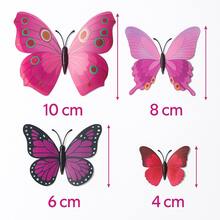 Set Of 12 Decorative 3D Butterflies, Magnetic Stickers For Wall And Refrigerator - Yellow - View 3