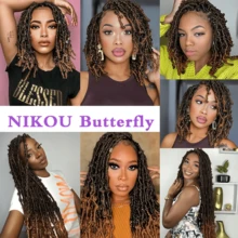 1/5 paquetes de trenzas de crochet de mariposa con bucles previos, trenzas de crochet de mariposa desgastadas para cabello sintético - Multicolor - Ver 6