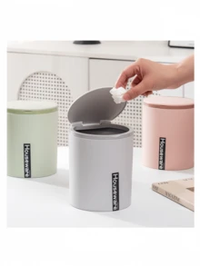 New Desktop Trash Can, Compact & Lightweight, Thick PP Material, Easy Flip-Top Waste Bin For Home Use - Multicolor - View 3