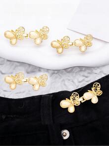 4 buc cleme decorative reglabile pentru talie, din metal, cu fluture auriu/stras, pentru femei, potrivite pentru pantaloni/fuste, uz zilnic casual, cadou excelent pentru prietene